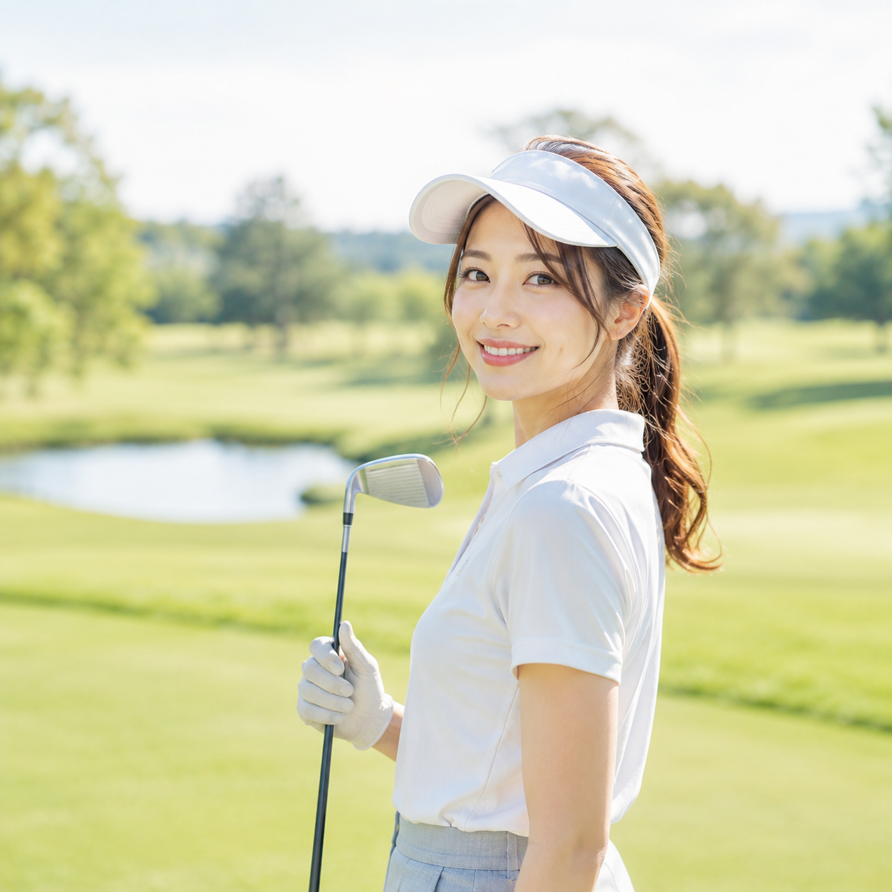 ゴルフ場を利用する女性
